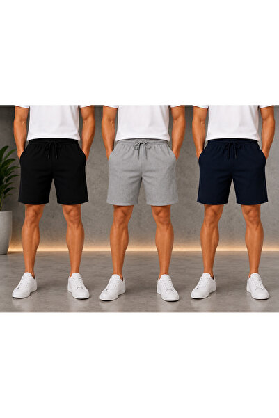 BERYY MODA Muški letnji sportski šorti, set od 3 komada, crni, sivi, tamnopla...