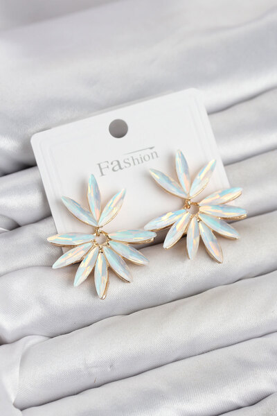 callerrons accessories أقراط نسائية من حجر الكريستال الأبيض طراز لوتس - EBJ26...