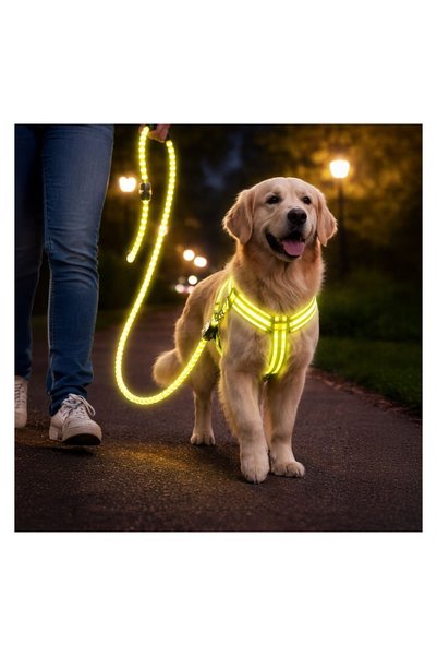 OEM Set Lesă pentru Câine cu Ham Galben Neon