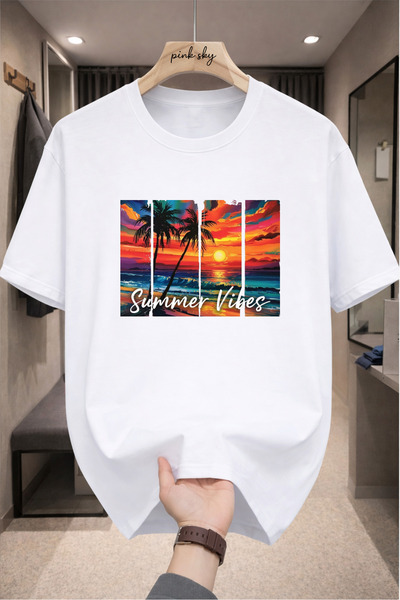 Pink Sky Premium Oversize T-Shirt 100% Cotton Unisex Comfortable Fit Trending...