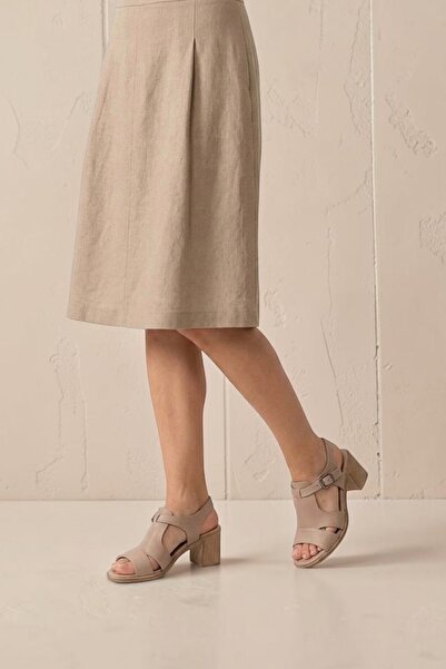 Rüya Shoes صندل نسائي مريح بكعب عالٍ من الجلد الطبيعي - 6 سم
