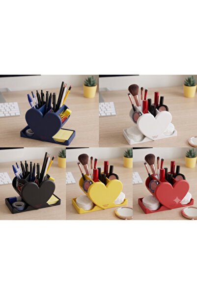 MYE TEKNOLOJİ 3D Desktop Organizer with Decorative Heart Design - Makeup Orga...