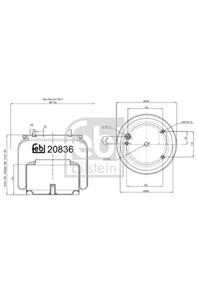 FEBI BILSTEIN Burduf Suspensie Pneumatica Axa Spate Dreapta Daf 95 Xf/Cf 75/C...