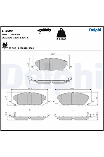 DELPHİ Set Placute Frana Frana Disc Ford Usa Explorer 2019-2019