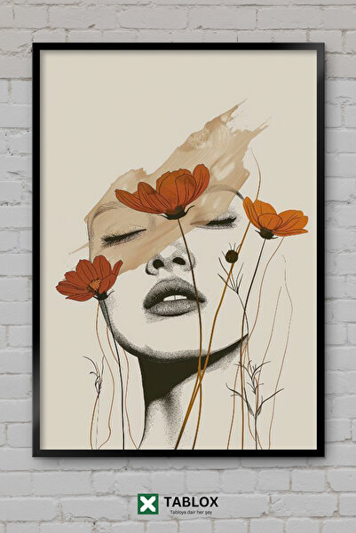 TABLOX Drawing Design Abstract Minimal Bohemian Women's Aesthetic Floral Wood...