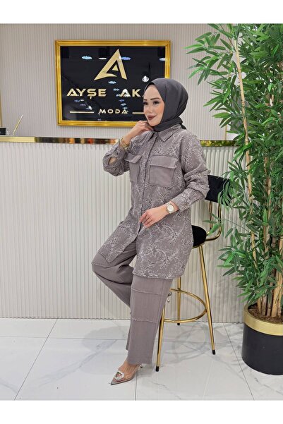 LİVAMODA43 AYŞE AKAY KETEN DÜĞMELİ TAKIM