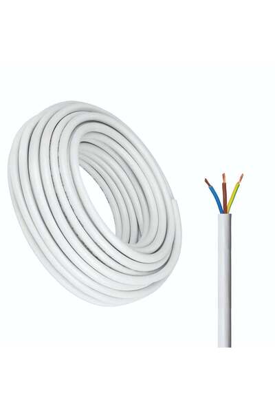 Duravel 3-Core Electrical Cable, White PVC Insulated Power Wire, Flexible Cop...