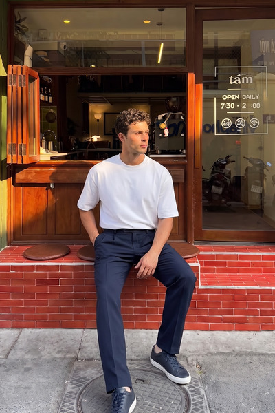 Livio Ferri Bari Premium %100 Pamuk Oversize Basic Bisiklet Yaka Beyaz Erkek Tişört