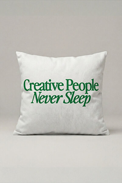 Generic Brand Green Creative People Never Sleep Written Cushion Cover 269 – C...