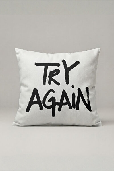 Generic Brand غطاء وسادة مطبوع عليه Try Again 256 – تصميم Try Again مقاس 45x4...