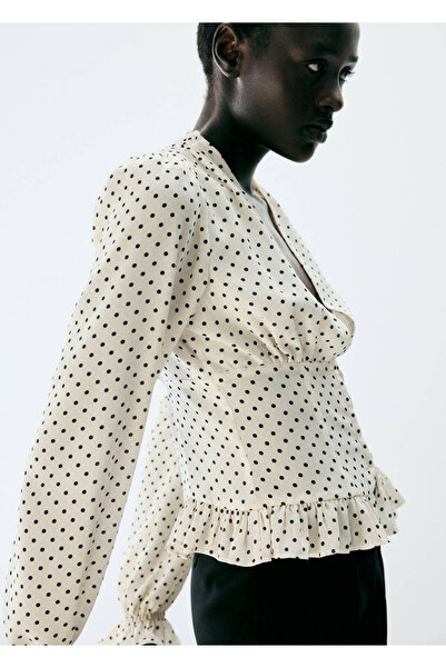 MANGO Woman Polka-dot V-neck blouse