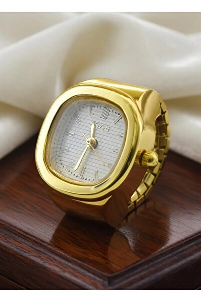Bozhi Square Ring Watch – Vintage Style, Quartz Movement, Adjustable Finger W...