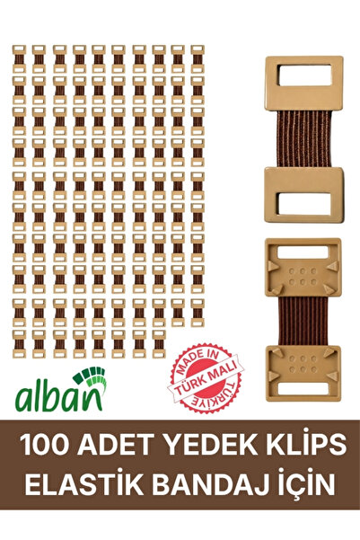 Alban 100 Adet Tüm Elastik Bandajlarla Uyumlu Yerli Üretim Esnek ve Sağlam Ba...