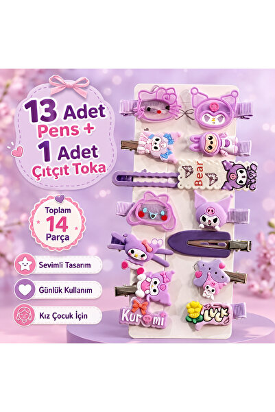 Srctech 14-Piece Cute Figured Hair Clip Set for Girls – 13 Pen Clips + 1 Snap...