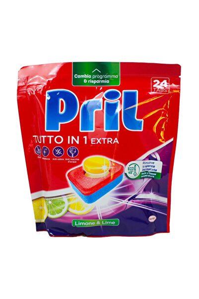 Generic Brand Dishwasher Tablets Pril Tutto in 1 Extra Limone & Lime 24 Table...