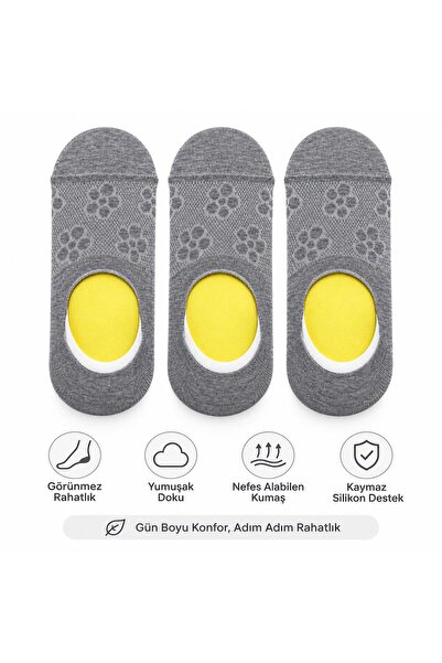 YAADE 3 Pairs of No-Show Silent Silicone Daisy Women's Flat Socks