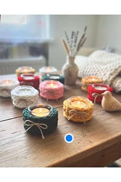 Generic Brand Suporturi Croșetate pentru Lumânări- Decor Handmade în Culori V...