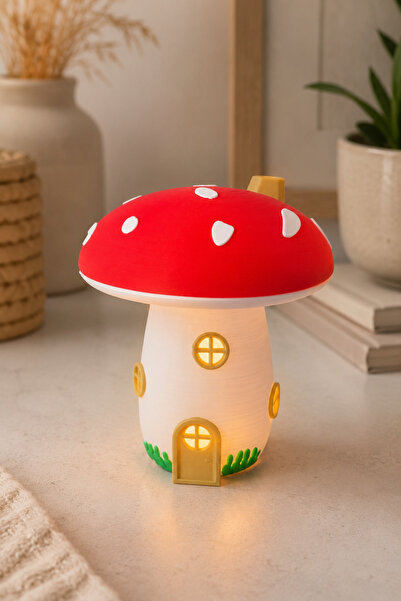 WOWOLAB Mantar Ev Temalı LED Tealight Mumluk Dekoratif Masaüstü Gece Lambası