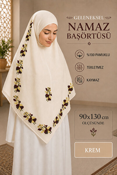 ÖZGÜRELLER Özgüreller, 90x130 cm Pamuklu Geleneksel Namaz Başörtüsü , %100 Pa...