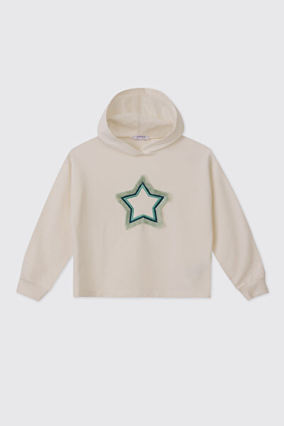 Panço Kız Çocuk Ekru-Mint Sweatshirt