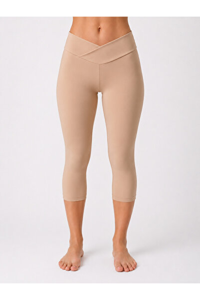 Altınay 3 Pieces Women's Belted High Waist Diving Fabric Capri Tights