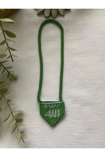 SILA TAKI VE HEDİYELİK KUM BONCUK EL İŞİ YEŞİL MUSKALIK KOLYE