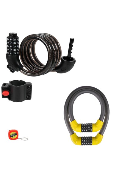 OEM Kit antifurt bicicleta, trotineta, cod 5 cifre, lacat cu suport si lacat ...