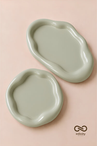 Infinity Art Studio Mineral Concrete Large Size Wavy Cloud Presentation Tray ...