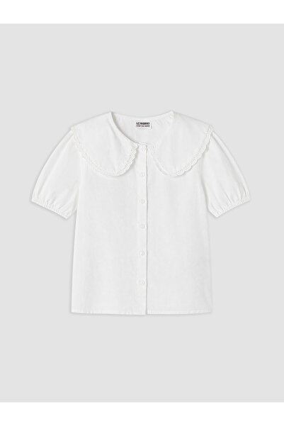 LC Waikiki Lace Detailed Peter Pan Collar Girls' Shirt