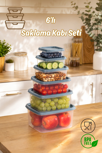 Porsima Sa-645-2 6 Pieces Deep Freezer Microwave Storage Container - Multi-Pu...