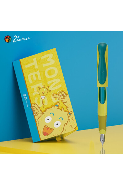 Picasso Set 601 - Micul Monstru - Stilou galben-verde și 2 cartușe de cerneală