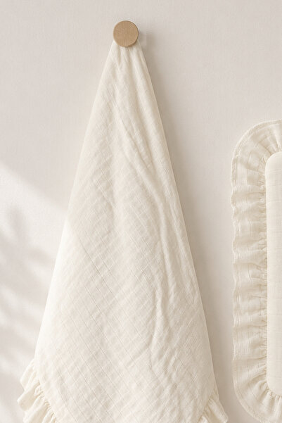 DOSİN Girl Boy Baby 90*90 cm Cream Two Layer Organic Muslin Blanket Cream Col...