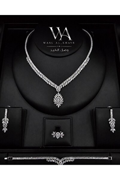 WASL ALKHAIR طقم مجوهرات من الزركون الفاخر بتصميم الدمعة الملكية المتألقة – ع...