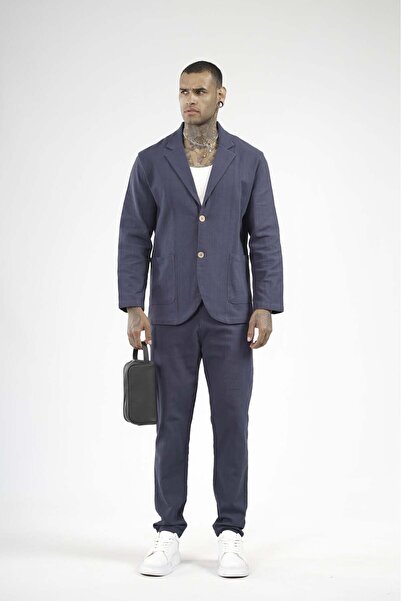 king brich Slim Fit Men's Cotton Linen Top and Bottom Set