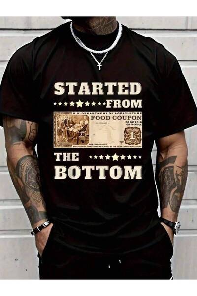 799 قميص تي شيرت صيفي بأكمام قصيرة بتصميم Started From Bottom Food Stamp Coup...