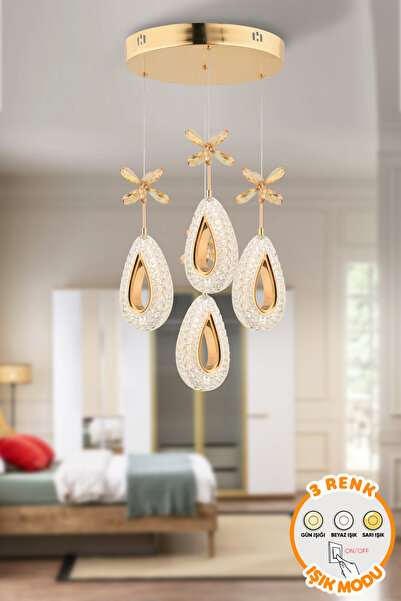 Capella Aydınlatma Modern Gold Kaplama 3 Renk Işık Özellikli Power Led Sarkıt...