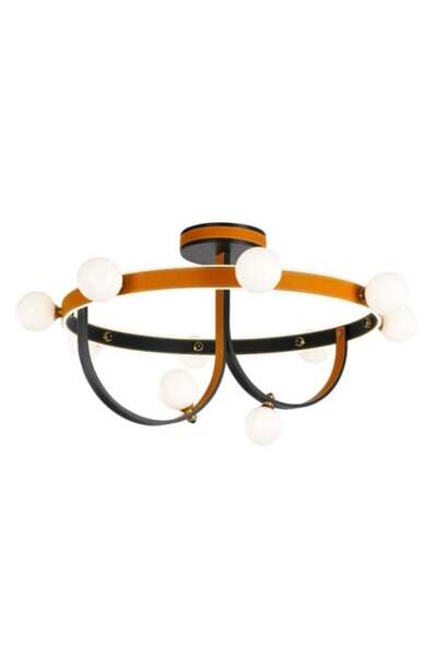 ٍSiera Light Round Spiral Chandelier Leather Orange and Black MD 19001016