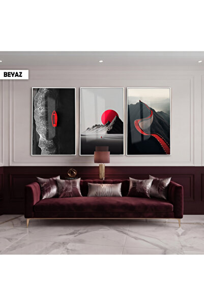 Harika bir ev Modern Bird's Eye View Landscape Concept with Burgundy Highligh...