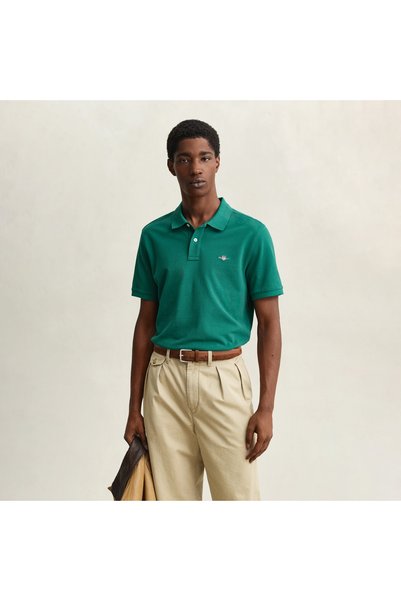 Gant Erkek Yeşil Regular Fit Logolu Polo Yaka T-Shirt