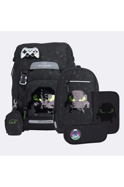 BECKMANN Backpack, ergonomic rucksack, classic 6-piece set, PIXEL