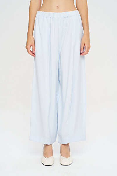 Orfeo Negro Women's Draped Solid Color Palazzo Trousers with Elastic Waist