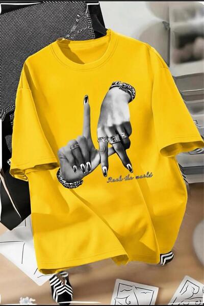Oksit La Hand Sign Front Printed Street Fashion Unisex T-Shirt