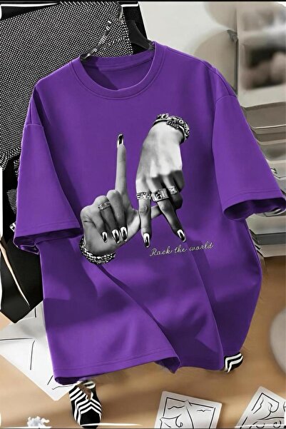 Oksit La Hand Sign Front Printed Street Fashion Unisex T-Shirt