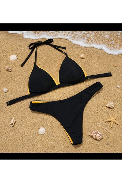 Nobrand Costum de baie damă 2 piese, bikini triunghi cu burete detașabil și s...