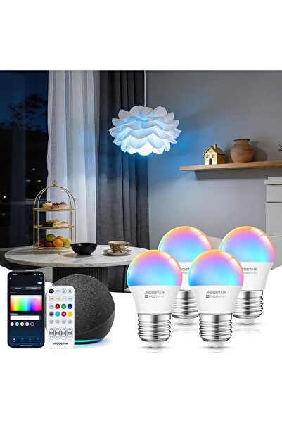 AIGOSTAR Set of 4 Smart LED Bulbs, RGB 16 Million Colors, 2700K–6500K, 6.5 W,...
