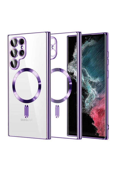 Techsuit Husă pentru Samsung Galaxy S22 Ultra 5G, Lux Crystal MagSafe, mov - mov