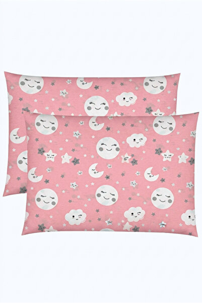 pistore 100% Cotton Ranforce Baby Pillow with Pink Sky Pattern - 2 Pieces 35X45
