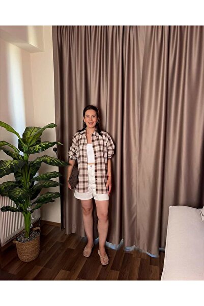 Notta Butik Luna Ekoseli Oversize Oduncu Gömlek