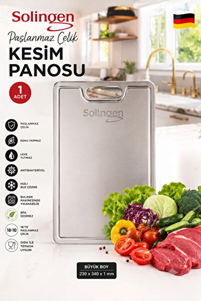 BuradaBuldun Stainless Steel Cutting Board Large 23X34 cm - Cutting Board