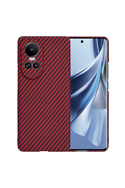 Techsuit Husă pentru OPPO Reno10, din fibră de carbon, cyan - roșu
